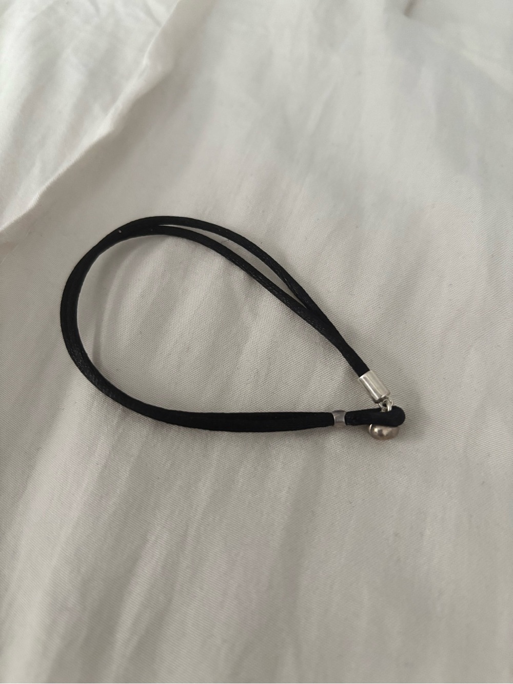 Pandora black fabric cord bracelet (for charms) with sterling silver closure